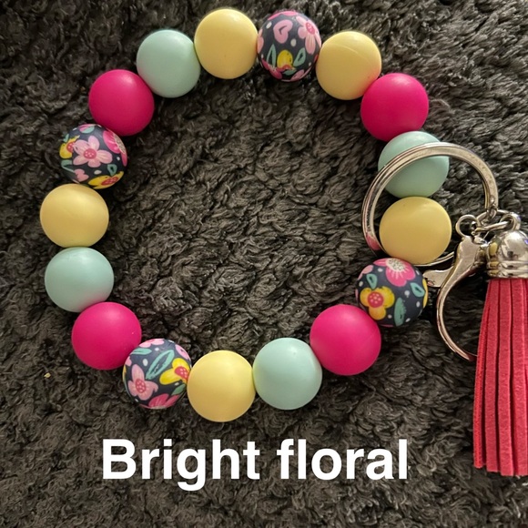 Hand Crafted Beaded Keychain Bracelets - Pink, Blue, Purple, Gold - Picture 2 of 16